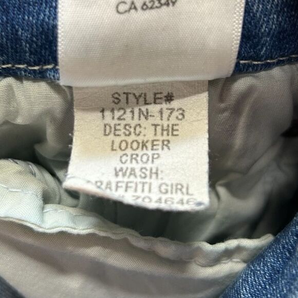 Mother The Looker Crop‎ In Graffiti Girl Wash Slim Leg with Distressing Size 24 - Picture 8 of 10